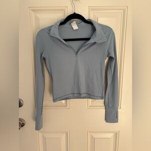 Paragon Fitwear Light Blue Long-Sleeve Crop Quarter-Zip Top